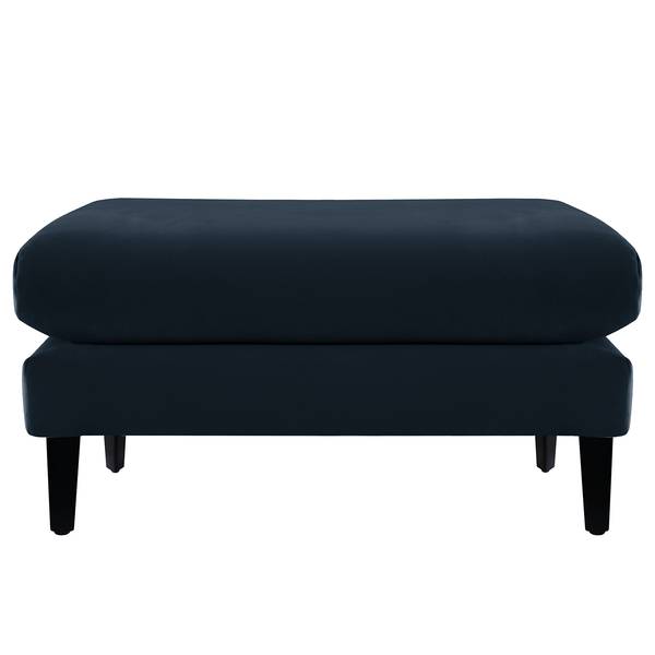 Gestoffeerde hocker Kayena fluweel - velours Sadia: donkerblauw - zwart