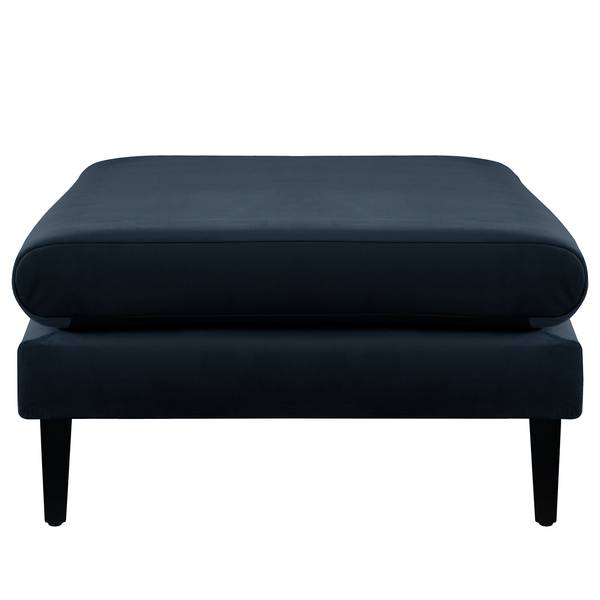 Gestoffeerde hocker Kayena fluweel - velours Sadia: donkerblauw - zwart