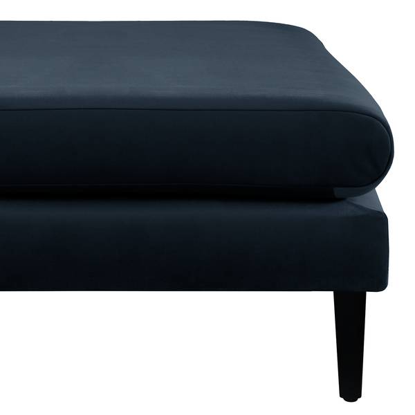 Gestoffeerde hocker Kayena fluweel - velours Sadia: donkerblauw - zwart