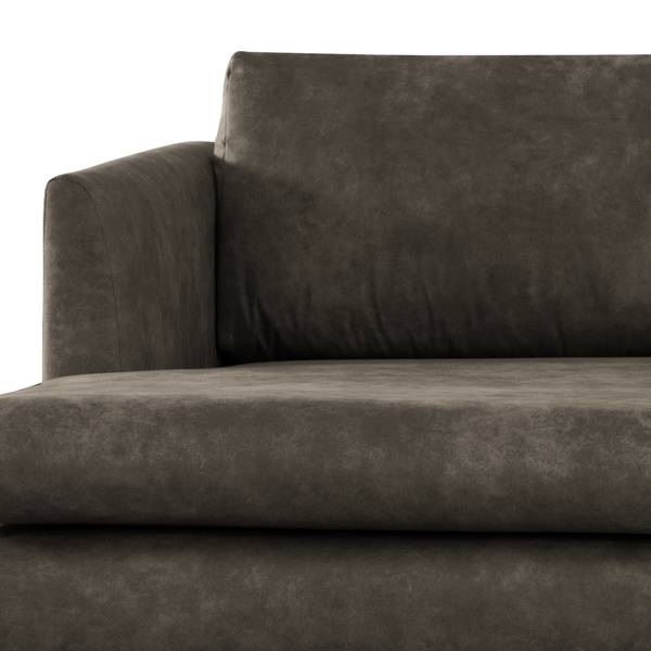 Ecksofa Kayena Antiklederlook - Microfaser Priya: Anthrazit - Longchair davorstehend links - Chrom glänzend