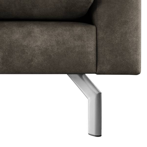 Ecksofa Kayena Antiklederlook - Microfaser Priya: Anthrazit - Longchair davorstehend links - Chrom glänzend