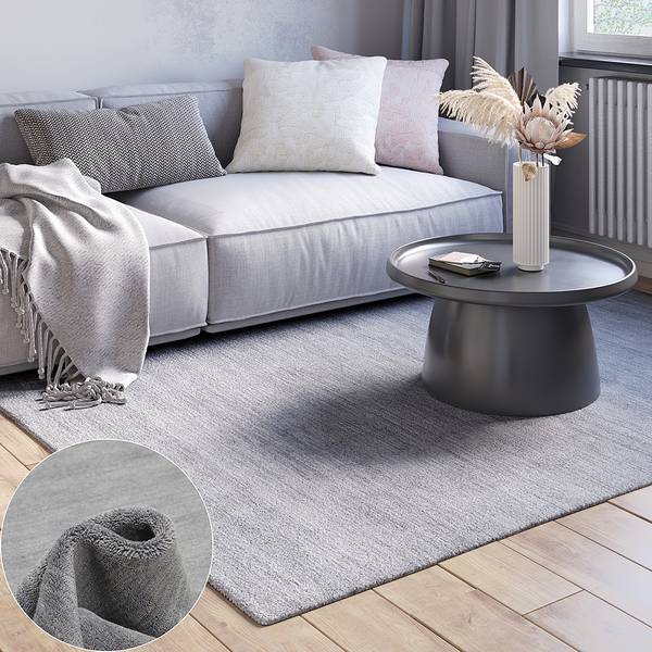 Wollteppich Rana Schafswolle- Grau - 230 x 160 cm - Grau - 230 x 160 cm