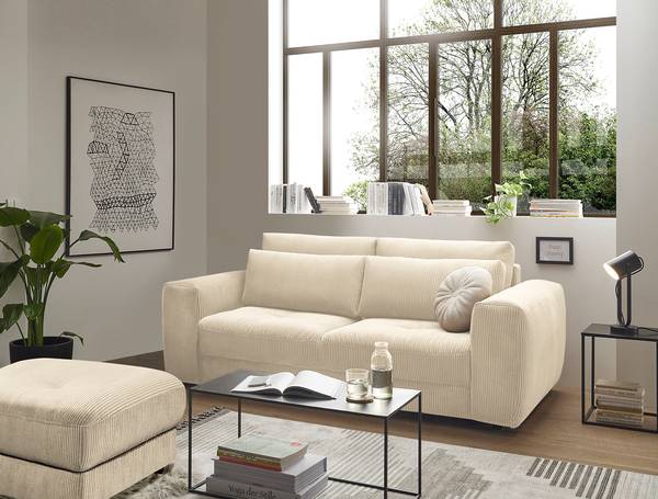 2,5-Sitzer Sofa Joseli Cordstoff Zuri: Creme
