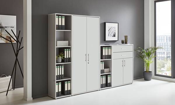 Kastenset Avin 4-delig set C plaat op houtbasis - lichtgrijs/mat wit - lichtgrijs/mat wit