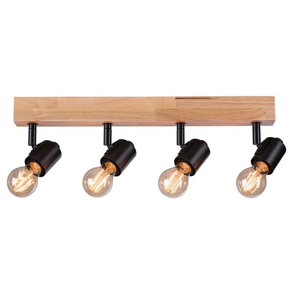 Plafondlamp Arvid 4 lichtbronnen verwerkt hout/aluminium - bruin