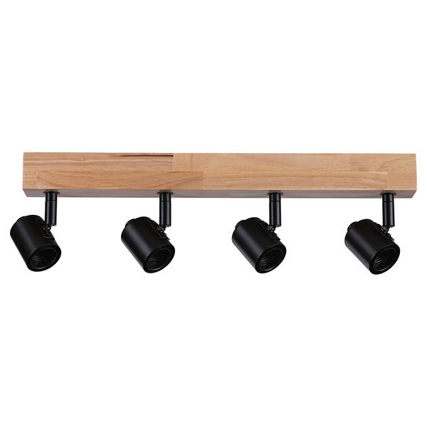 Plafondlamp Arvid 4 lichtbronnen verwerkt hout/aluminium - bruin