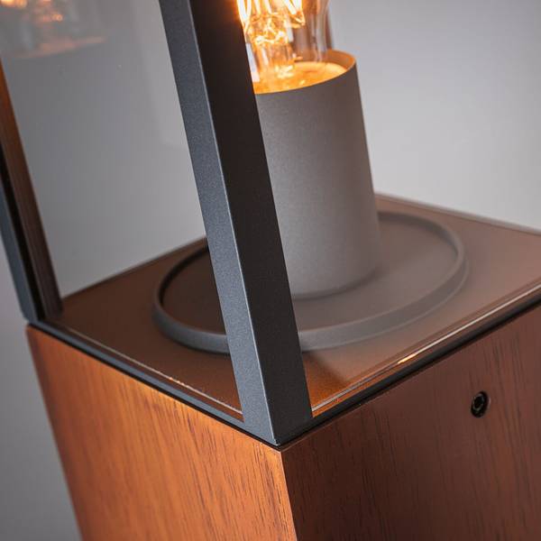 Borne éclairage extérieur Timba Matériau dérivé du bois - Marron - Hauteur : 40 cm
