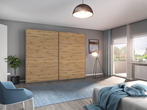 Schwebetürenschrank Aurelio Eiche Artisan Dekor - Breite: 261 cm - Basic