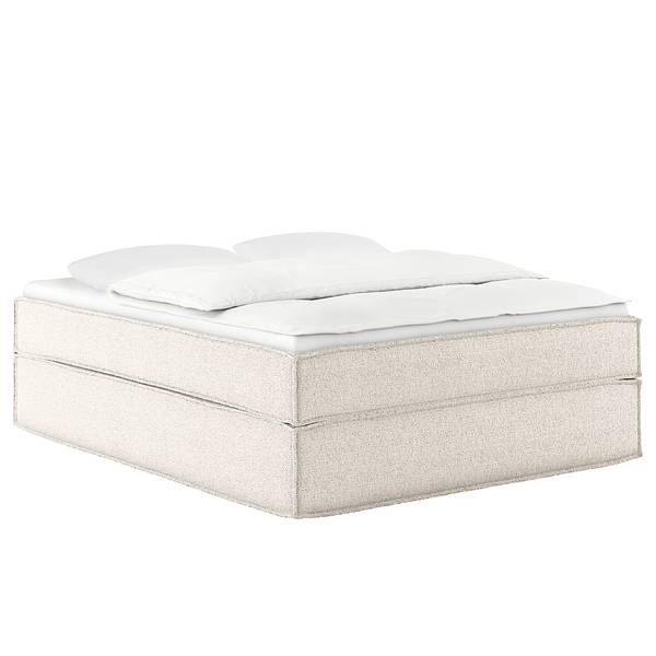Premium Boxspringbett KINX Strukturstoff Gesa: Weiß - 140 x 200cm - H3