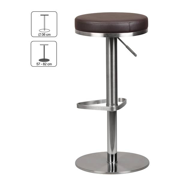 Barhocker Cimunar Kunstleder / Edelstahl - Braun