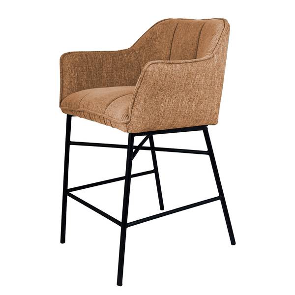 Barstuhl Zazid Eisen / Samt - Hellbraun