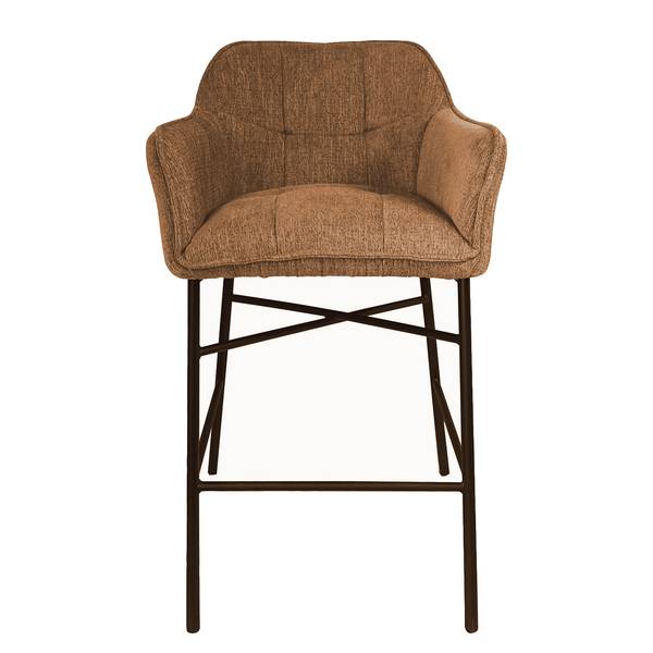 Barstuhl Zazid Eisen / Samt - Hellbraun