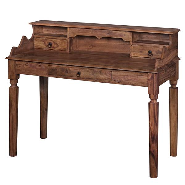 Bureau Zeissig massief sheeshamhout - bruin/zwart