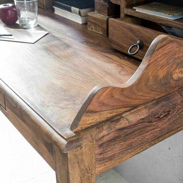 Bureau Zeissig massief sheeshamhout - bruin/zwart