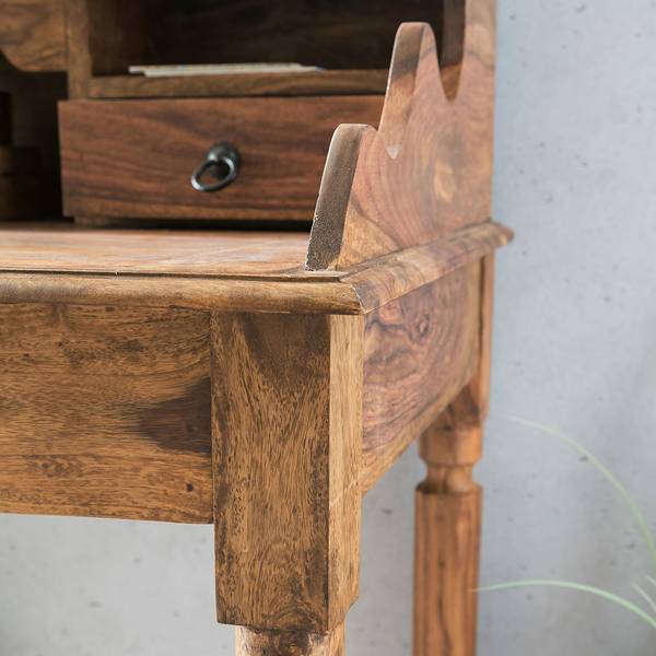 Bureau Zeissig massief sheeshamhout - bruin/zwart