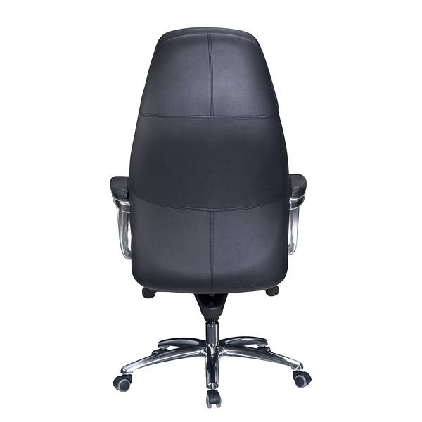Bürodrehstuhl Drebkau Echtleder - Schwarz / Silber - Schwarz / Silber