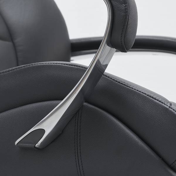 Bürodrehstuhl Drebkau Echtleder - Schwarz / Silber - Schwarz / Silber