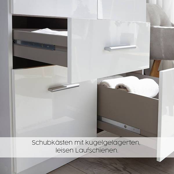 Armoire à portes battantes Voyager Gris métallisé / Imitation chêne Artisan - Largeur : 140 cm - Basic - Avec tiroirs