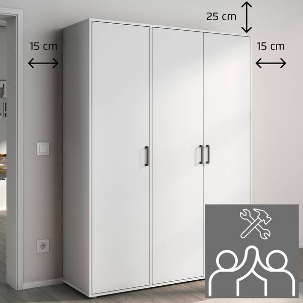 Armoire à portes battantes Voyager Gris métallisé / Imitation chêne Artisan - Largeur : 140 cm - Basic - Avec tiroirs