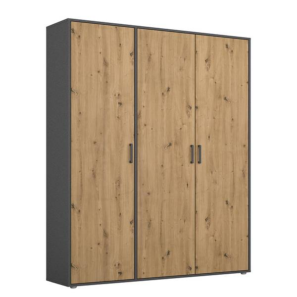 Drehtürenschrank Voyager Eiche Artisan Dekor / Graumetallic - Breite: 140 cm - Basic - Ohne Schubladen