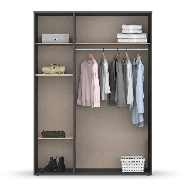 Drehtürenschrank Voyager Eiche Artisan Dekor / Graumetallic - Breite: 140 cm - Basic - Ohne Schubladen