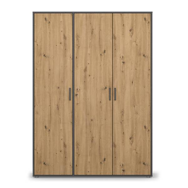 Drehtürenschrank Voyager Eiche Artisan Dekor / Graumetallic - Breite: 140 cm - Basic - Ohne Schubladen
