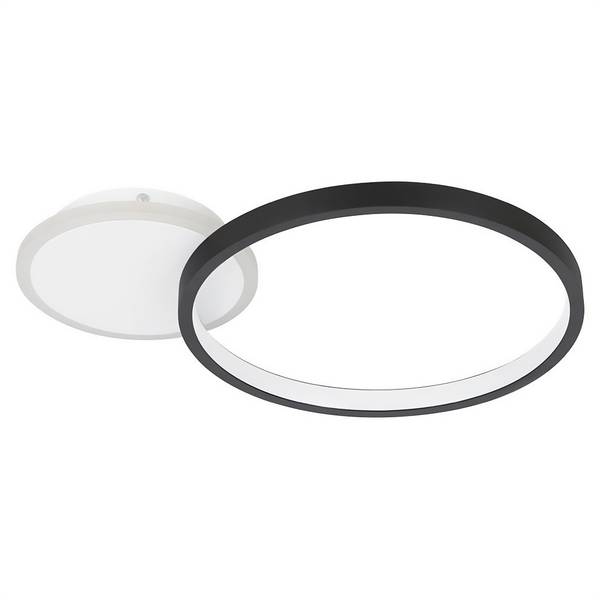 Plafondlamp Gafares staal/polycarbonaat - 1-lichts - zwart - 41 x 29 cm