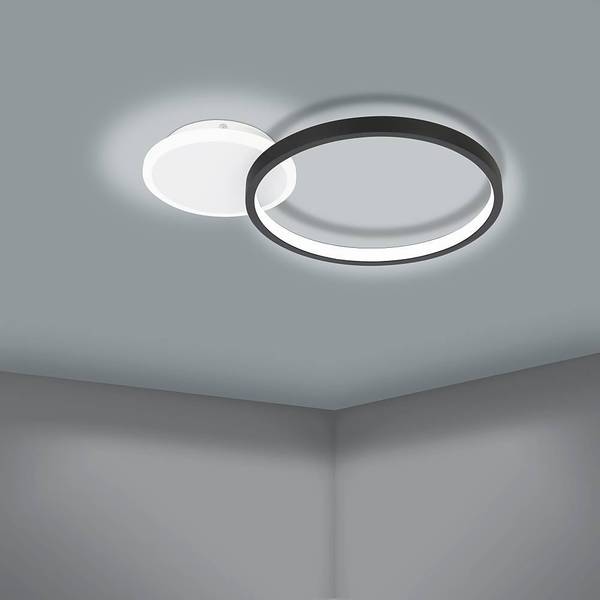 Plafondlamp Gafares staal/polycarbonaat - 1-lichts - zwart - 41 x 29 cm