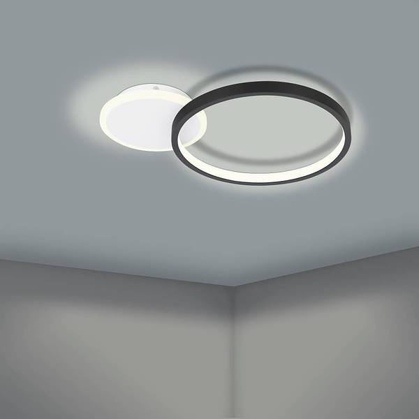 Plafondlamp Gafares staal/polycarbonaat - 1-lichts - zwart - 41 x 29 cm