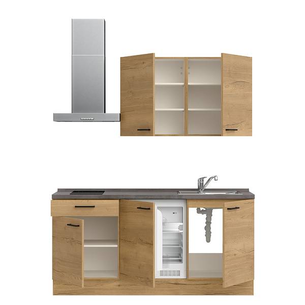 Küchenzeile Low-Line Structura Kombi A Eiche Dekor - Breite: 180 cm - Ausrichtung links - Beko