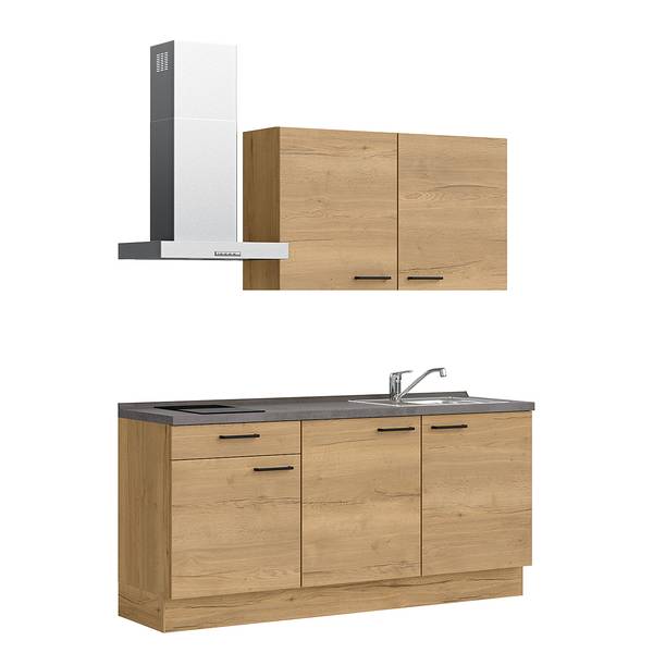 Küchenzeile Low-Line Structura Kombi A Eiche Dekor - Breite: 180 cm - Ausrichtung links - Beko
