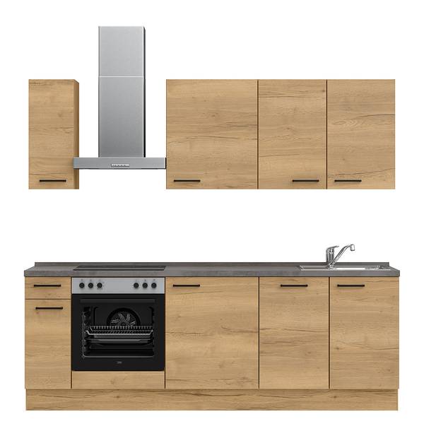 Küchenzeile Low-Line Structura Kombi C Eiche Dekor - Breite: 240 cm - Ausrichtung links - Beko