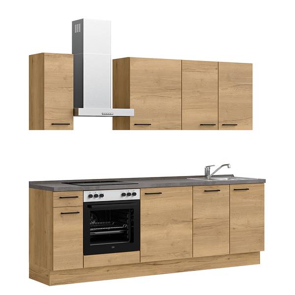 Küchenzeile Low-Line Structura Kombi C Eiche Dekor - Breite: 240 cm - Ausrichtung links - Beko