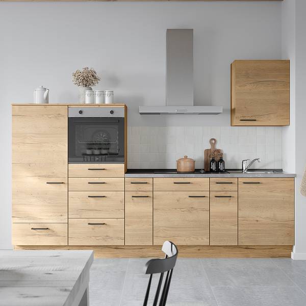 Küchenzeile Low-Line Structura Kombi D Eiche Dekor - Breite: 300 cm - Ausrichtung links - Beko