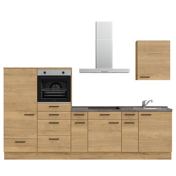 Küchenzeile Low-Line Structura Kombi D Eiche Dekor - Breite: 300 cm - Ausrichtung links - Beko