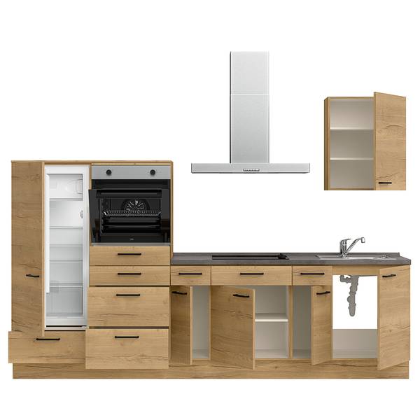Küchenzeile Low-Line Structura Kombi D Eiche Dekor - Breite: 300 cm - Ausrichtung links - Beko