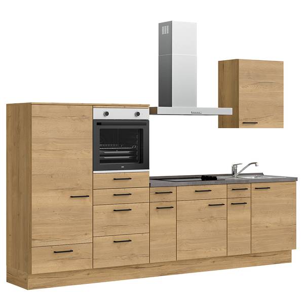 Küchenzeile Low-Line Structura Kombi D Eiche Dekor - Breite: 300 cm - Ausrichtung links - Beko