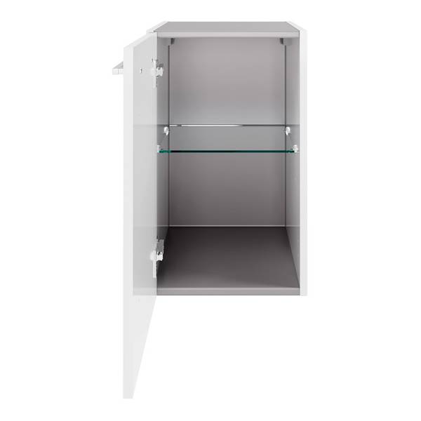 Meuble bas Verona Panneau aggloméré - Blanc / Blanc brillant - Butoir à gauche