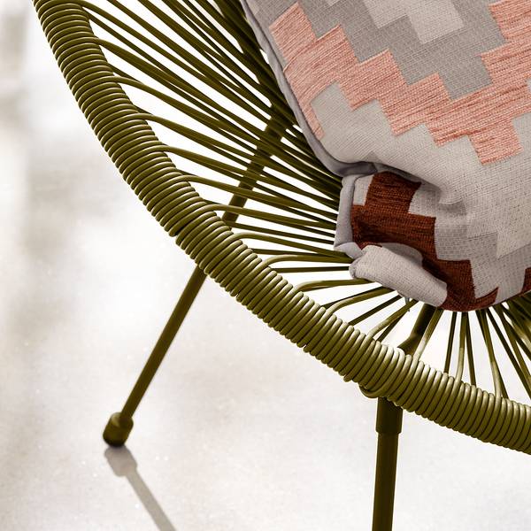 Sitzgruppe Copacabana 3-teilig Stahl / Polyrattan - Olivgrün