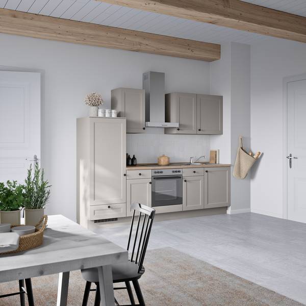 Küchenzeile Low-Line Cascada Variante B Steingrau - Breite: 270 cm - Ausrichtung links - Ohne Elektrogeräte