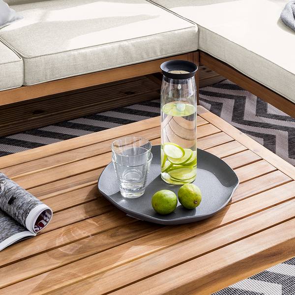 Loungeset Bayton 3-teilig Kombi A Akazie massiv / Polyester - Beige / Braun