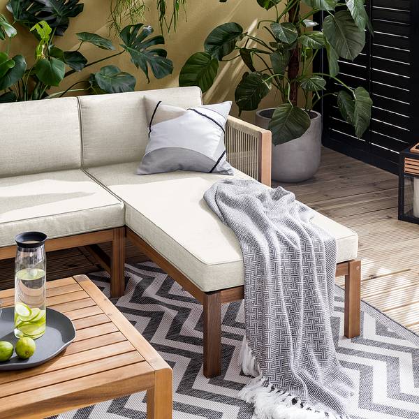 Loungeset Bayton 3-teilig Kombi A Akazie massiv / Polyester - Beige / Braun