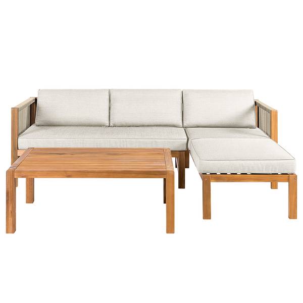 Loungeset Bayton 3-teilig Kombi A Akazie massiv / Polyester - Beige / Braun