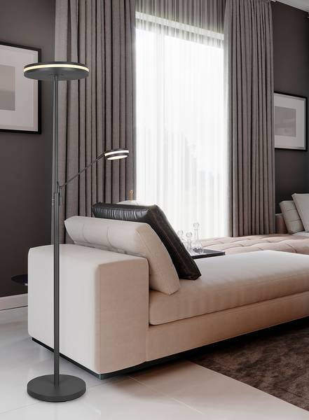 LED-Stehleuchte Franklin mit Lesearm Aluminium - 1-flammig