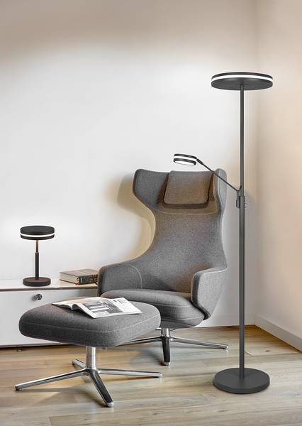 LED-Stehleuchte Franklin mit Lesearm Aluminium - 1-flammig