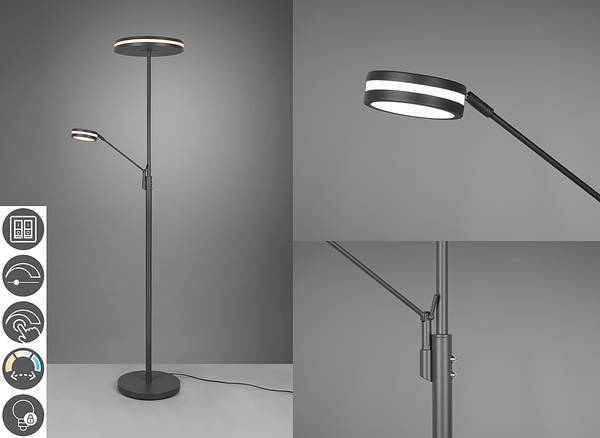 LED-Stehleuchte Franklin mit Lesearm Aluminium - 1-flammig