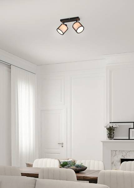 Deckenleuchte Burton Webstoff / Stahl - Flammenanzahl: 2