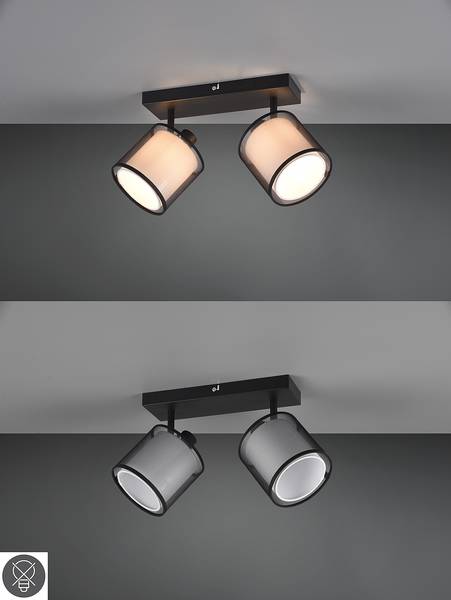 Deckenleuchte Burton Webstoff / Stahl - Flammenanzahl: 2