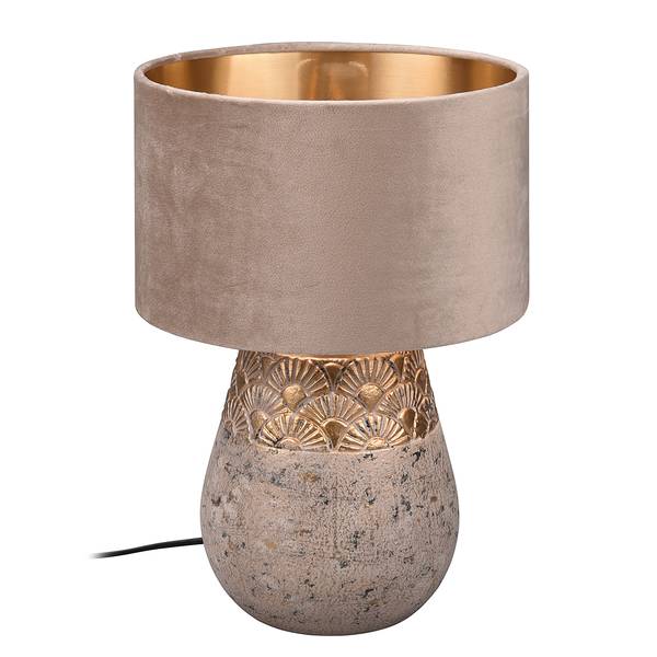 Tischleuchte Kiran Samt / Keramik - 1-flammig - Grau