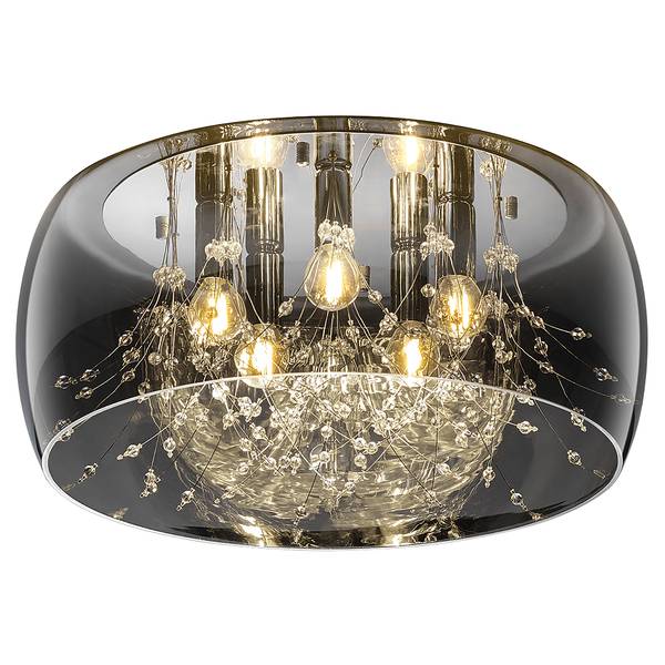 Plafonnier Crystel Verre fumé / Acier - 5 lumières - Diamètre : 50 cm
